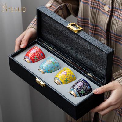 China Hot Sale 65ml Luxury Morden Porcelain Pottery Tea Cup Set Viable Gift Box for sale