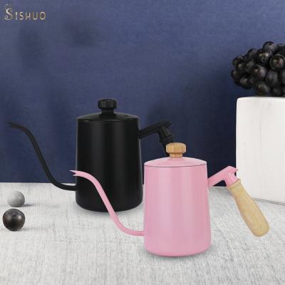 China Sustainable 600ML Stainless Steel Drip Tea Hand Pour Over Gooseneck Coffee Kettle for sale