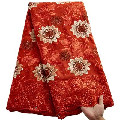 China African Cotton Embroidery Viable Swiss Lace Fabric 5 Yards Casual Dress 2491 High Quality Modern Traditional Fabric From Ghana for sale