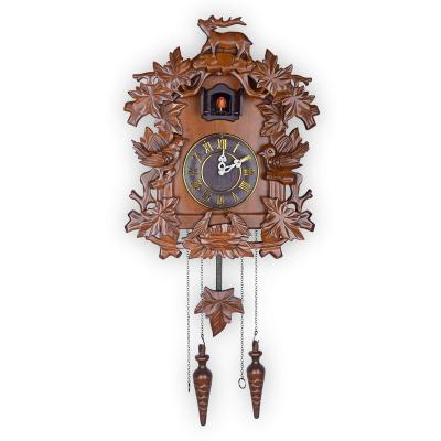 China Antique Style Cuckoo Clock with Night Mode, Hand Carved Birds, Weights and Swinging Pendulum for sale