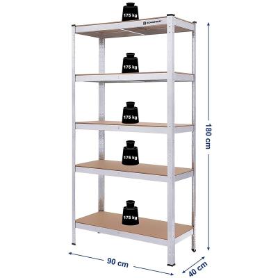 China Corrosion Protection Heavy Duty 5 Tier Galvanized 0.63 Mm Frame 4mm MDF Board Storage Shelving (Own Factory) for sale