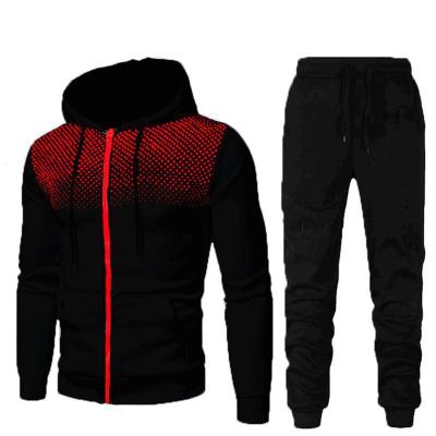 China 2022 QUICK DRY Men's Fitness Zipper Hooded Men's Sports Suit 2 Piece 2 Piece Suit for sale