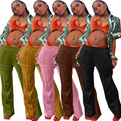 China New breathable velvet crop top pants sets women loose loose pants solid color women fashion pants for sale