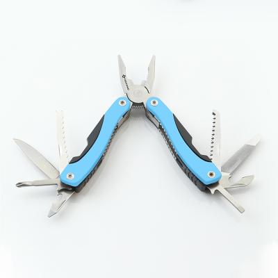 China MULTI FUNCTIONAL Multi Functional Folding Survival Stainless Steel Blue Outdoor Portable Compact Pliers for sale