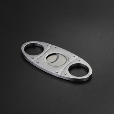 China Modern Custom Made Black Table Top Plastic Logo Double Blade Cigar Cutter Custom Made For Cigar Accessories for sale