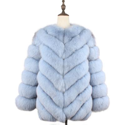 China Lady Fox Fur Coat 2020 Customs Warm Fox Fur Coat Breathable Winter Real Fox Fur Coat for sale