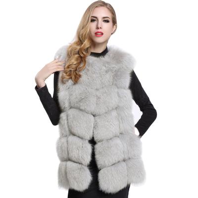 China Breathable Custom Made Fox Fur Coat Women Faux Fur Vest Warm Autumn Fashion Vest Coats for sale