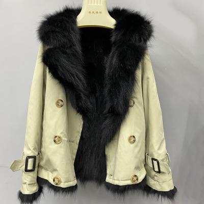 China Fashion Lady Fur Coat Women Breathable Shorts Jackets Warm Winter Parka With Raccoon Fur Ling for sale