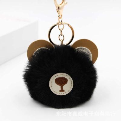 China Cute Stuffed Bear Rex Babbit Fur Ball Satchel Pendant Key Chain PU Imitation Bear Fur Ball Doll Pendant for sale