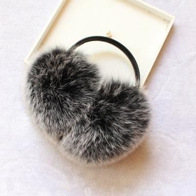 China Premium Quality Hairy Real Fur Earmuffs Fox Fur Ear Cover Winter Plush Earmuffs For Women for sale