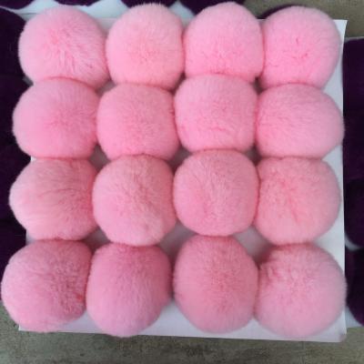 China Fluffy Mobile Phone Shell Pendant Material Wolesale Rex Rabbit Ball Key Car Hair Decoration 8cm Rex Rabbit Hair Pompom for sale