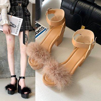 China Fashion Breathable Ladies Colorful Fur Outdoor High Heels For Summer Women Pumps Ladies Sandals Platform Shoes for sale