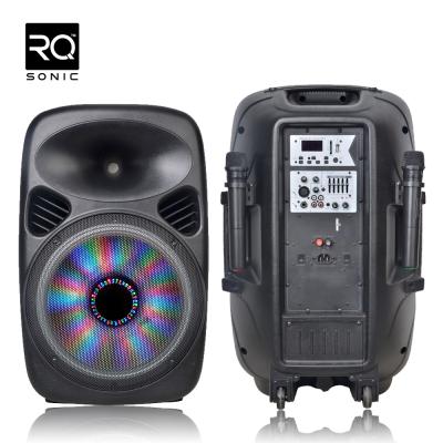 China RQSONIC Wireless PMU15BO-V2BP-BT Colorful Led Rechargeable Battery Speaker Professional Sound Equipment Powered Speaker for sale