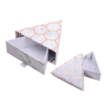 China Custom Recycled Materials Triangle Rigid Cardboard Paper Elegant Gift Drawer Packaging Boxes for sale