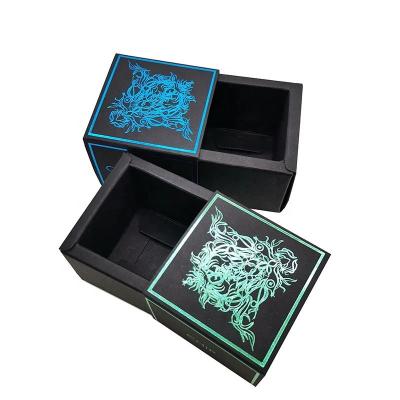 China Recycled Materials Factory Custom Black Kraft Paper Chocolate Box With Green Dividers And Blue Foil Stamping for sale