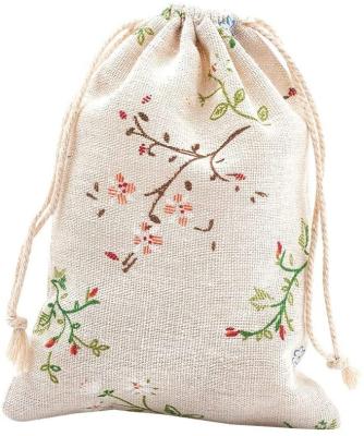 China 2022 Hot Selling Eco-friendly 100% Plain White Flower Cotton Eco-friendly Printed Soft Drawstring Bags 12.7x17.78cm for sale