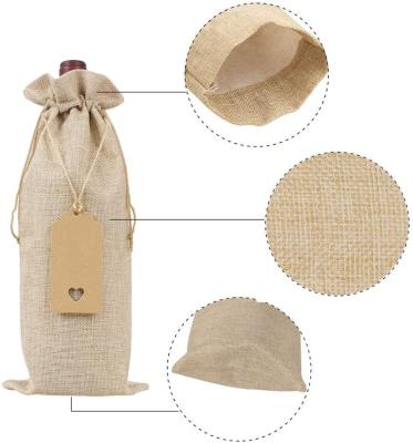 China 100% High Quality Eco-friendly Canvas Durable Wedding Party Liquor Drawstring Jute Zhejiang Reusable Wine Bottle Bags for sale