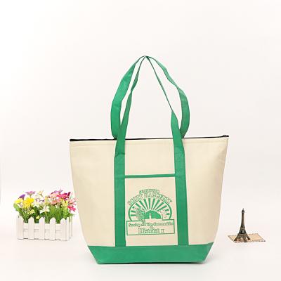 China 100% eco-friendly factory wholesale reusable heavy duty green nonwoven grocery bags large with logo for sale