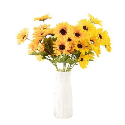 China Beautiful Artificial Flower Colorful Simulation Sunflower Artificial Soft Sunflower Five Branch For Home Decoration Wholesale for sale