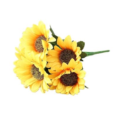 China Beautiful Head Decoration 6 Colored Artificial Flower Artificial Sunflower Sunflower Bouquet Outdoor Wedding Decoration for sale