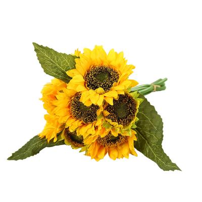 China Beautiful Artificial Flower Colorful Simulation Sunflower Artificial Hand Tied Sunflower For Wedding Decoration Home Decoration for sale