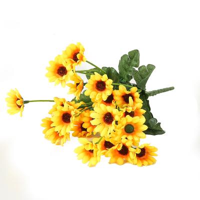 China Beautiful Artificial Flower Manufacturer Small Sunflower 24 Sunflower Artificial Flower Home Bouquet Colorful Wholesale Table Head Decoration for sale