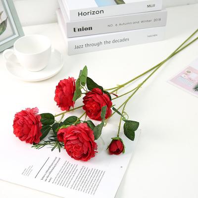 China Artificial flower decoration simulation peony flower home decoration simulation durable plant three peony for sale