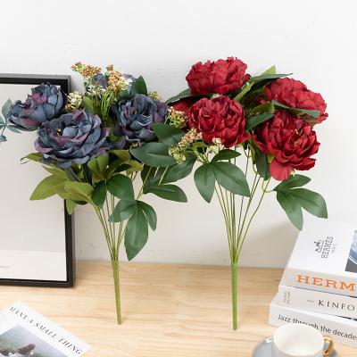 China Artificial Flower Amazon Silk+Plastic Top Sells Wedding Decoration Peony Flowers Wedding Decoration Home Flower for sale