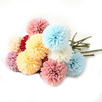 China Beautiful Hot Selling Colorful Silk Ball Chrysanthemum Cake Decoration Flowers Colorful Artificial Flower Head for sale