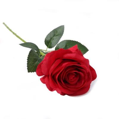 China Wedding Celebration Artificial Flowers Wedding Valentine's Day Woolen Gifts Roses Bouquets Fabric Artificial Roses for sale