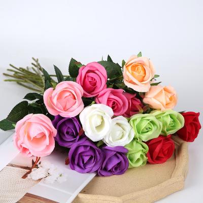 China Beautiful colorful simulation floor rose flower wedding holding roses decoration living room bedroom Valentine's Day gift for sale