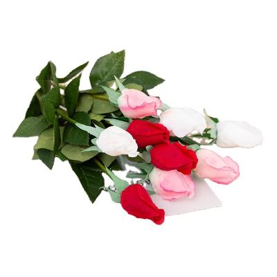 China JIAHUI 2022 Artificial Flower Hot Selling Beautiful Colorful Feel Moisturizing Rose Single Rose Wedding Gift Artificial Rose Bud Bouquet for sale