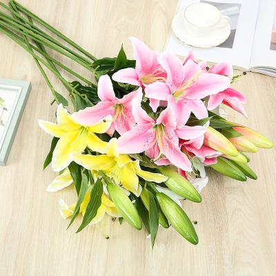 China Wedding Party Artificial Lily Flower Fabric Lily Wedding Decoration Bouquet Silk Flower Arrangement Plant for sale