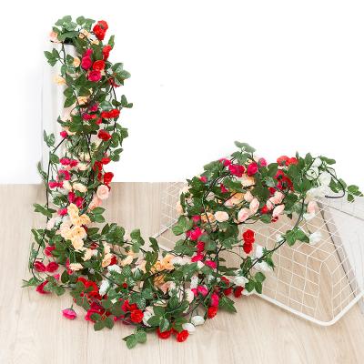 China Beautiful 69 Colorful Artificial Roses Wedding Elodea Plant Rattan Vine Flower Garland Decoration Romantic Theme Park for sale