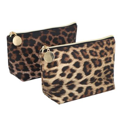 China Fashion Portable Travel PU Cosmetic Bag Organizer Multifunction Zipper Toiletry Bag Leopard Waterproof Clutch Bags For Women for sale