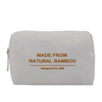 China Fashion Natural Eco-Friendly Bamboo Fiber Makeup Toiletry Bag Bamboo Cloth Organizer Pouch Unique Cosmetic Bag With Custom Logo for sale