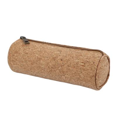 China Schools & Offices Real Natural Organic Universal Environmental Cosmetic Pouch Cork Zipper Cylinder Stationary Pencil Pouch for sale