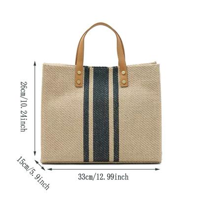 China Fashion Simple Fashion Large Capacity Vintage Striped Canvas Tote Bag Female Shopping Bag Portable Bag For Ladies for sale