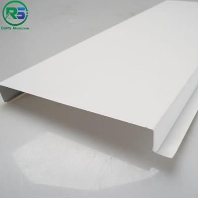 China Unperforated Drop Aluminum Strip Ceiling White Powder Coating G Shaped for sale