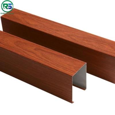 China Coating Linear Suspended Metal Ceiling Wooden Colour Aluminium Baffle Ceiling for sale