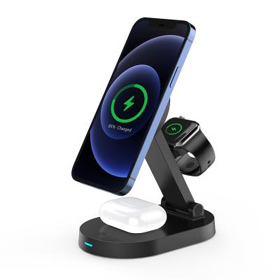 China Smart Watch X468 3 in 1 Watch 15w Fast Multifunctional Charger Qi Magnetic Wireless Charger Stand for iphone 12 for sale