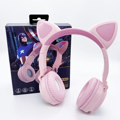 China CVC8.0 ZW028 Noise-cancelling Light Headband Headphones Woman Earbuds High Fidelity Noise Canceling Tooth Headset Blue Kids Cat Ear Wireless Headphones for sale