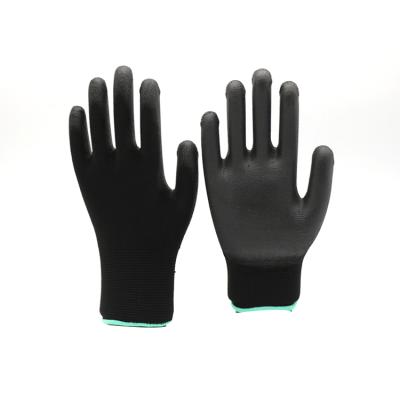 China Beautiful Seamless Black Nylon PU Safety Working Gloves for sale