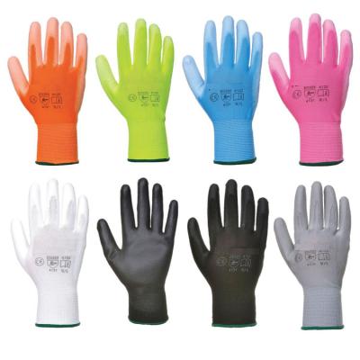 China Bright Colorful Good Grip Women Polyurethane PU Coated Non-slip Lightweight Multi Work Garden Glove for sale