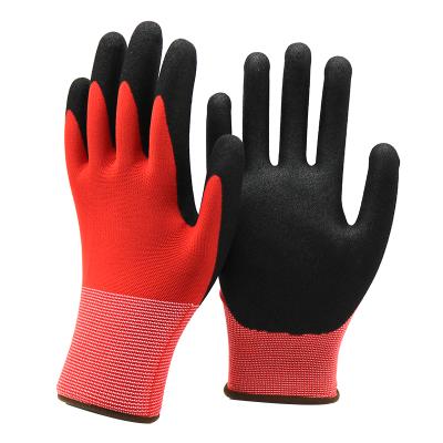 China Wholesale 13G Polyester Work Safety Industrial Work Safety Black Coated Gloves With Printing Logo for sale