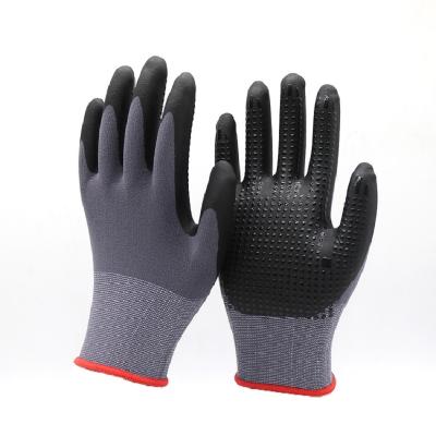 China 13G Polyester Or Nylon Nitrile Foam Coating Gloves With PVC Dots Flex Grip Work Gloves en388 Glove Breathable Working Glove 4131 for sale