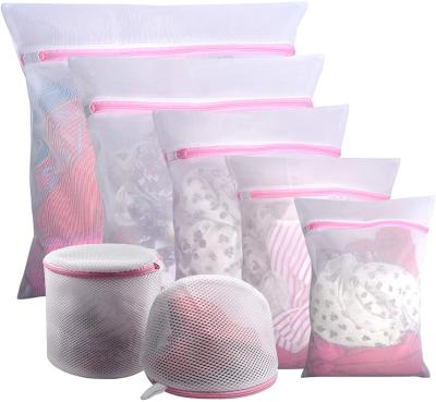 China Eco-friendly Durable 7 Pack Delicates Premium Zipper Travel Storage Organize Clothing Washing Non Woven Hotel Laundry Mesh Bag for sale