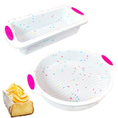 China Non-Stick Disposable Cake Round Toast Rectangle Colorful Bread Reusable Silicone Baking Tray Oven Pans for sale