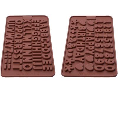 China Disposable Bar Mold Chocolate Symbols Cake Decorations Chocolate Symbols Happy Birthday Number Letter Kitchen Tableware Novelty DIY Geometric Silicone for sale