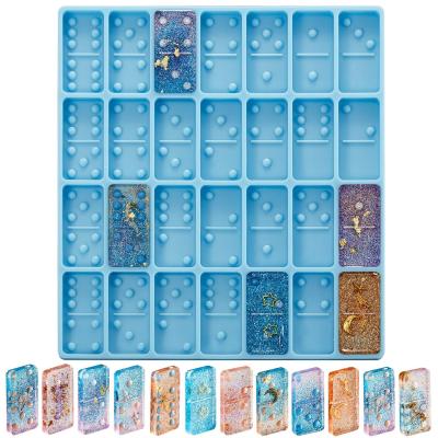 China Disposable Epoxy Resin Candy Clay 28 Cavities Pendant Domino Cake Jewelry Preparing Tool Custom Silicone Jelly Mold for sale